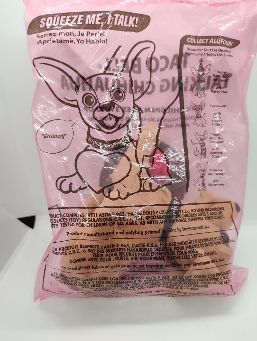 Taco bell Chihuahua With Red Heart Plush - Pink Packaging